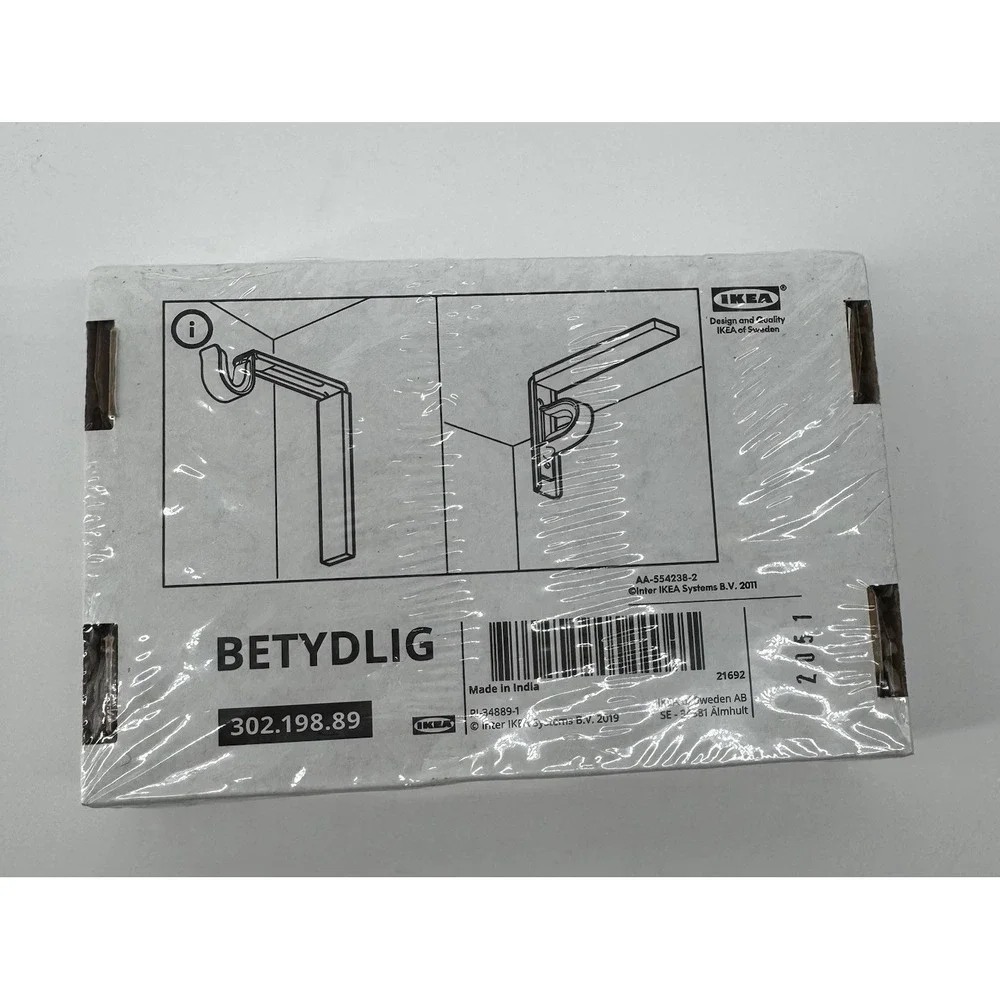 IKEA BETYDLIG White Wall Ceiling Curtain Rod 1 Bracket  New Sealed 302.198.89